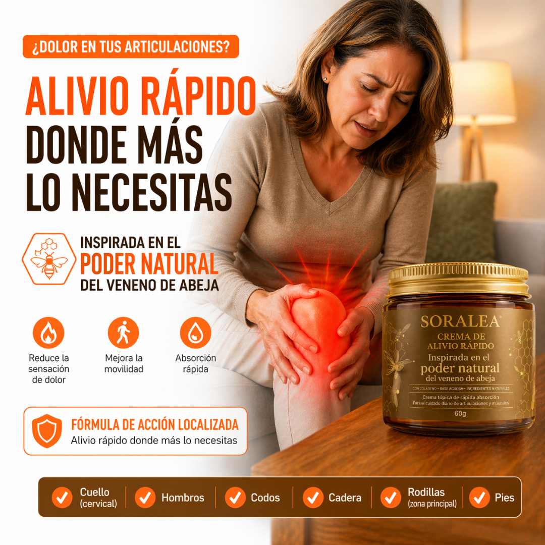 SORALEA® Crema con Apitoxina - Alivio Articular Rápido.