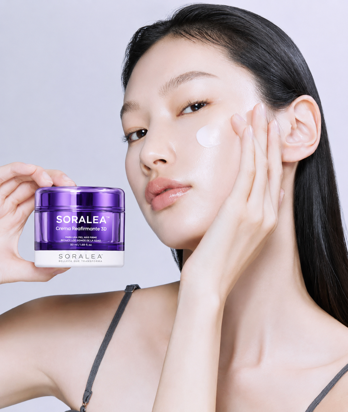 Crema Lifting Facial Coreana · Probióticos y 17 Péptidos · Soralea 3D